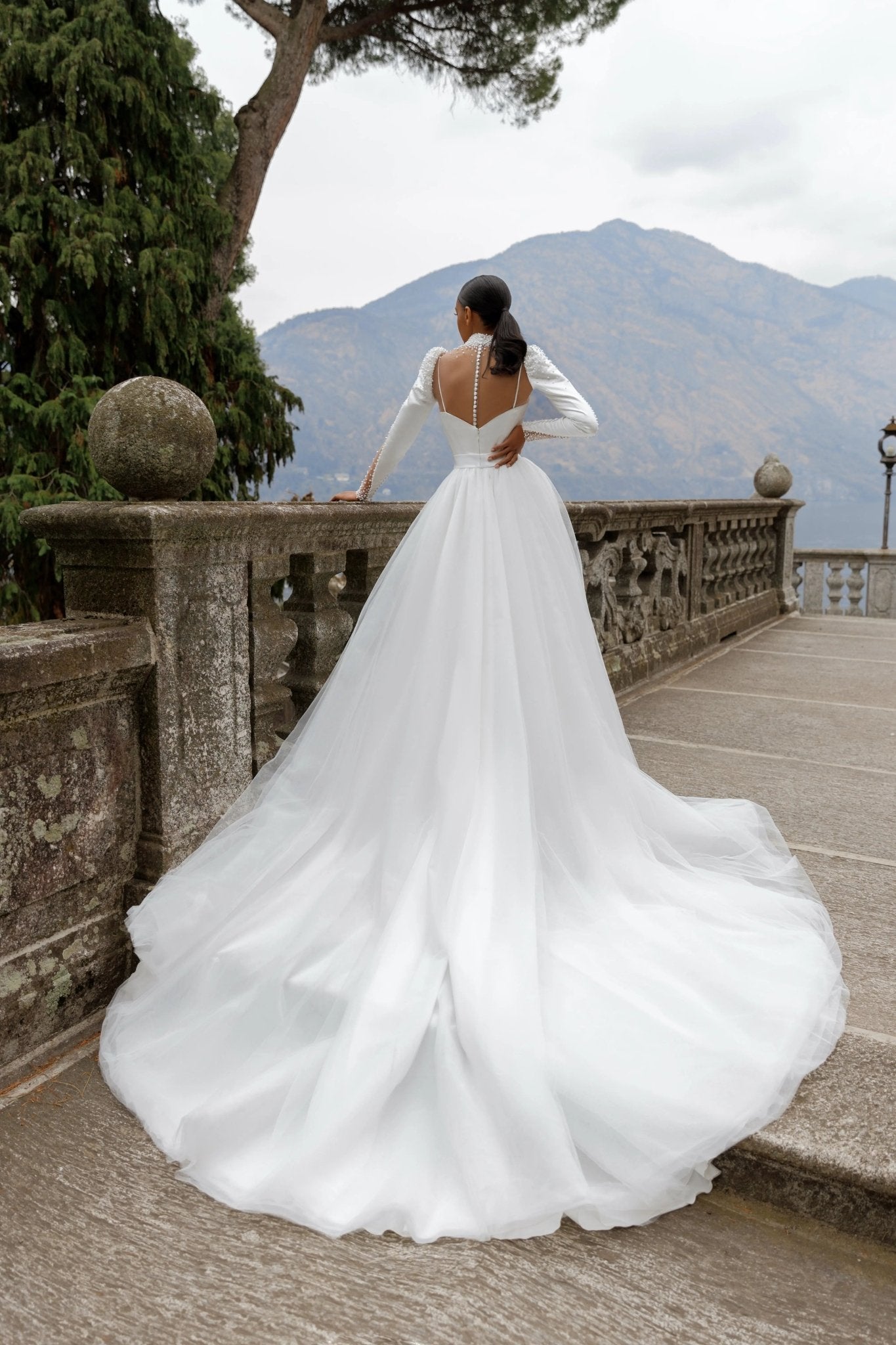 Katherine A - line dress with transparent bodice - violetta - bridal
