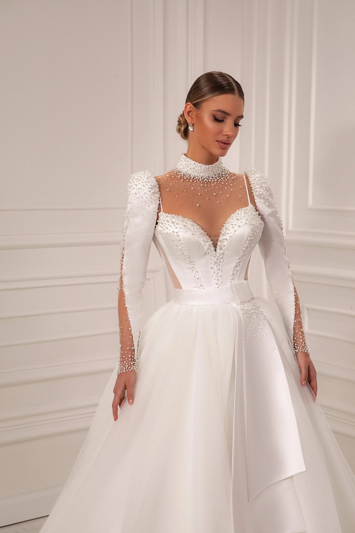 Katherine A - line dress with transparent bodice - violetta - bridal