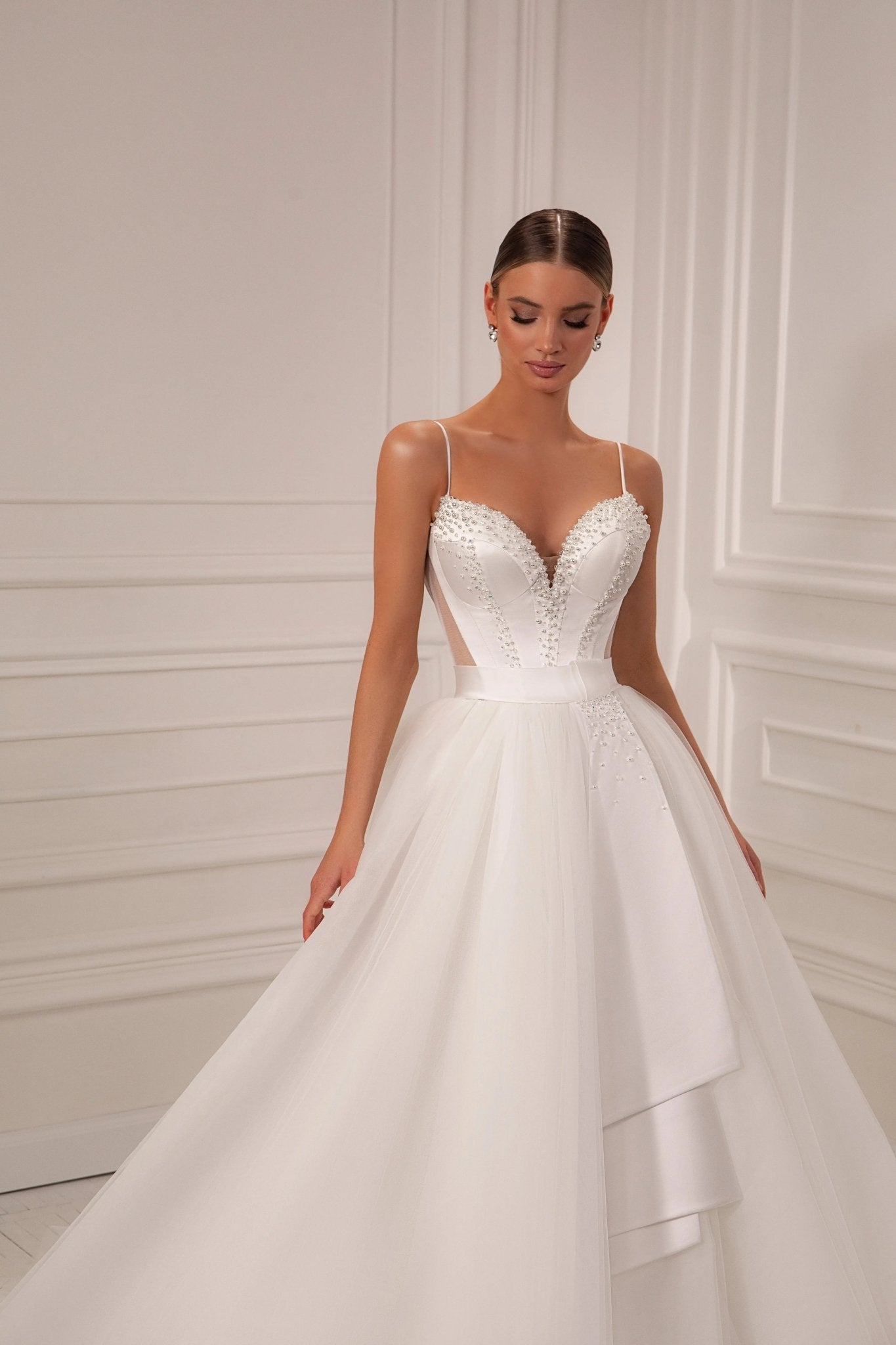 Katherine A - line dress with transparent bodice - violetta - bridal