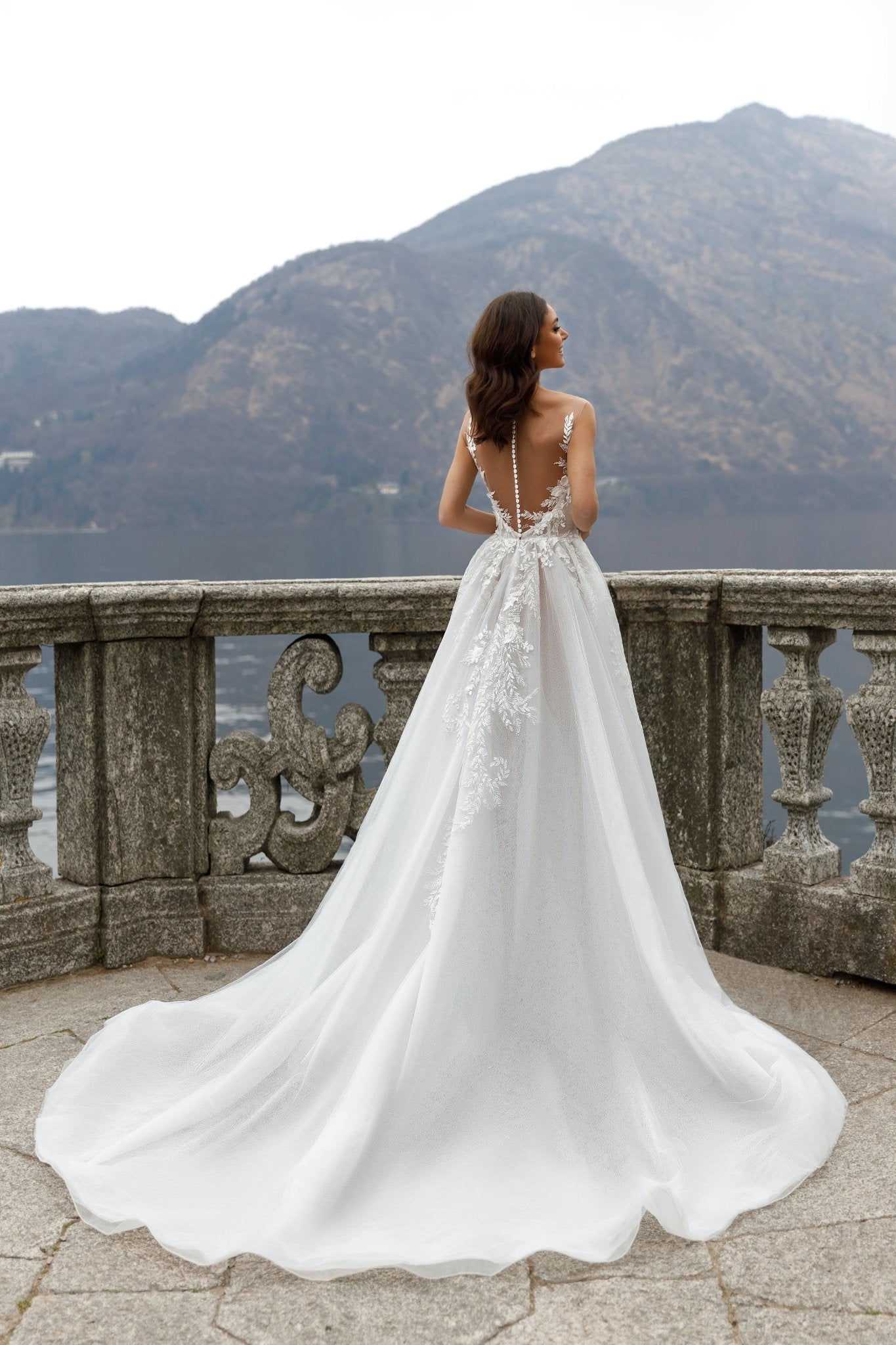 Kora A - line semi - transparent dress - violetta - bridal