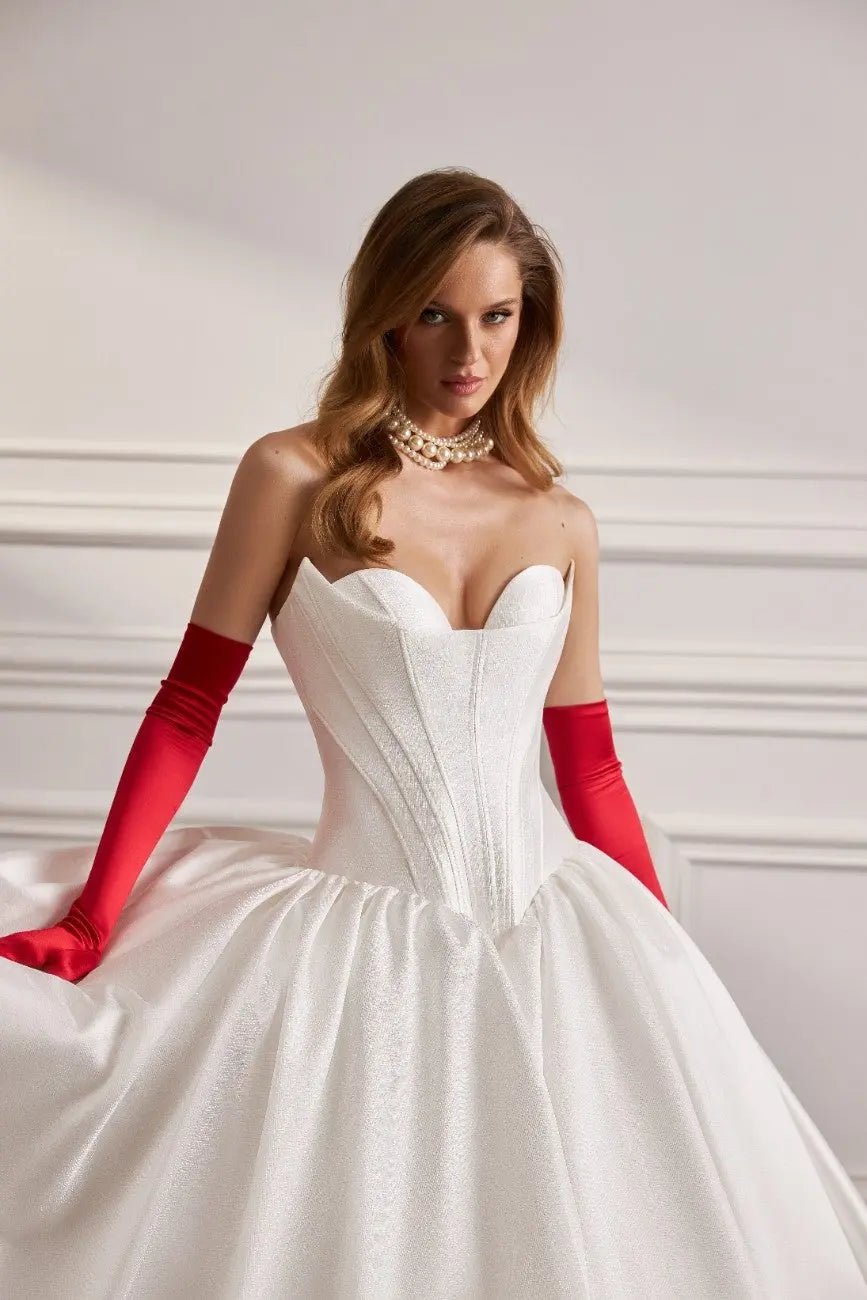 Lizzy A Line satin glitter dress - violetta - bridal