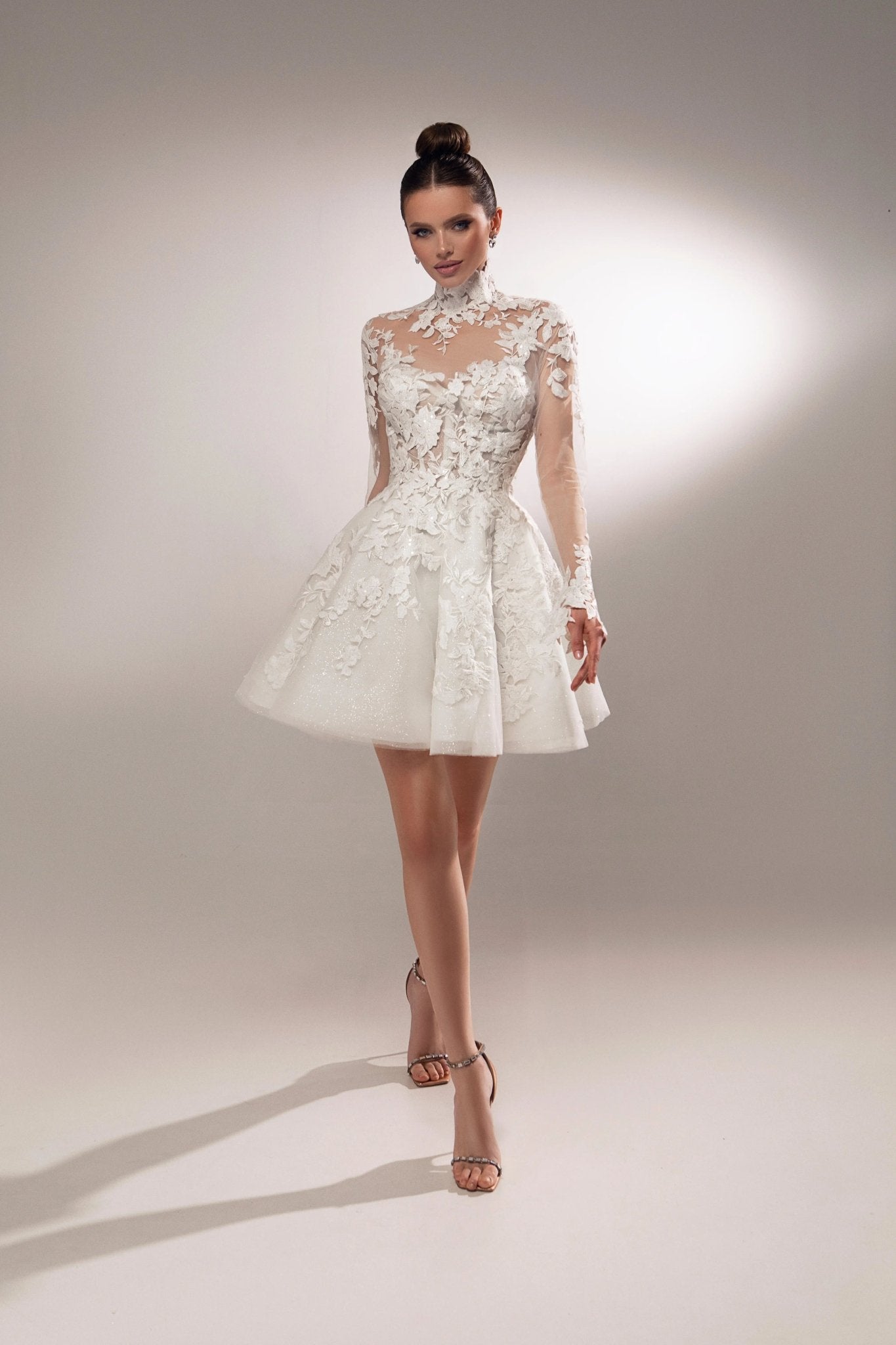 Mendy A - line transparent mini dress - violetta - bridal