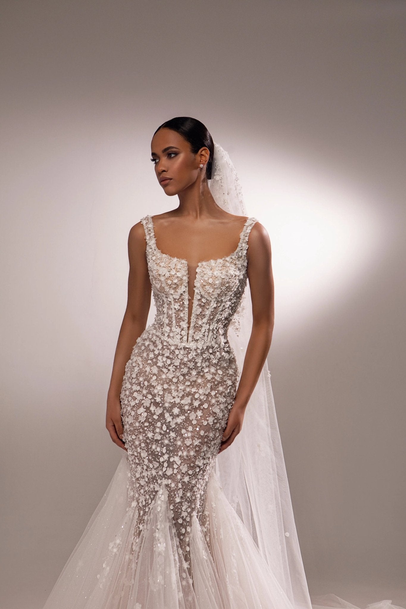 Michelle blush tulle mermaid dress - violetta - bridal