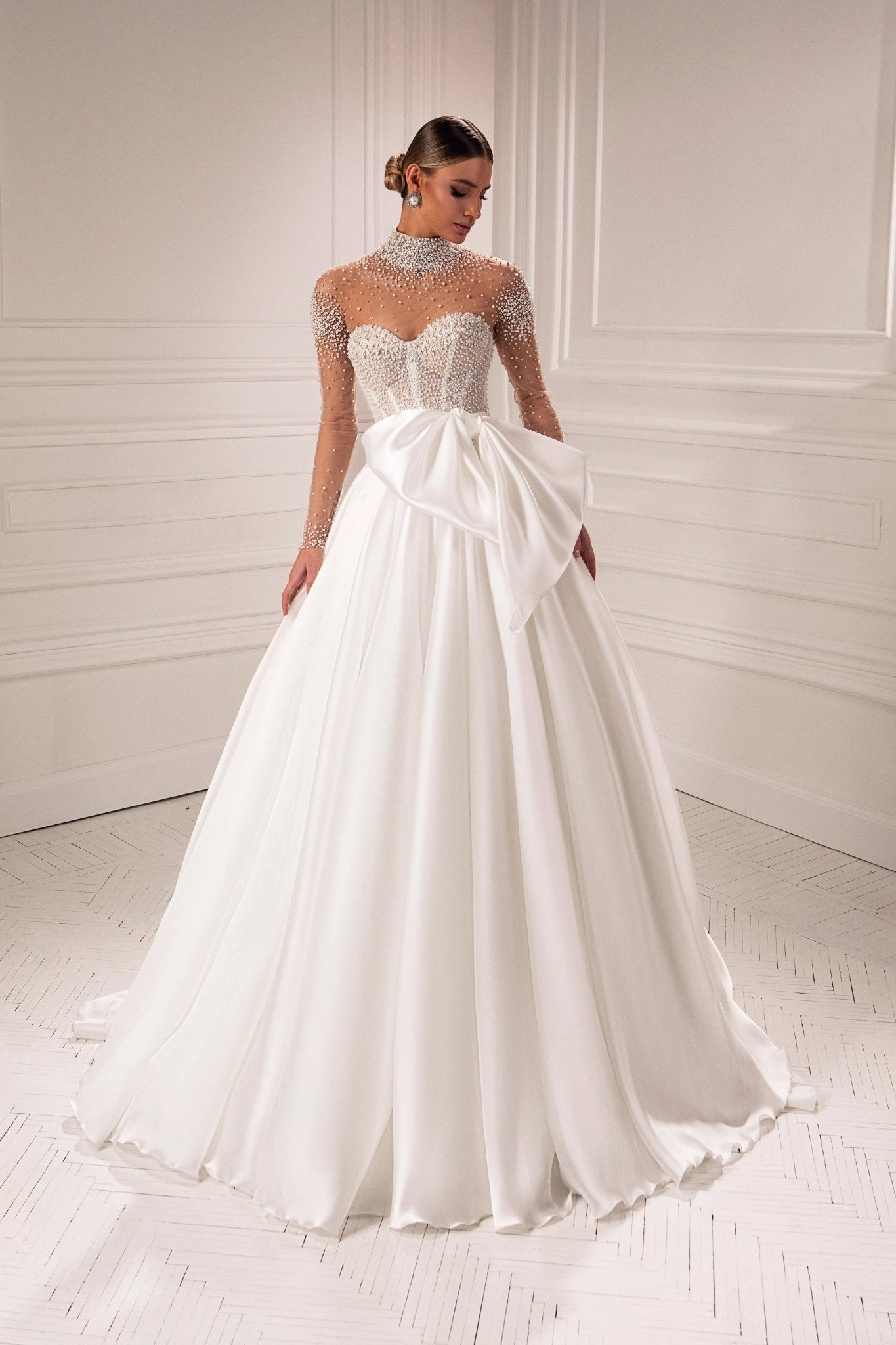Mirella dramatic A - line wedding dress - violetta - bridal