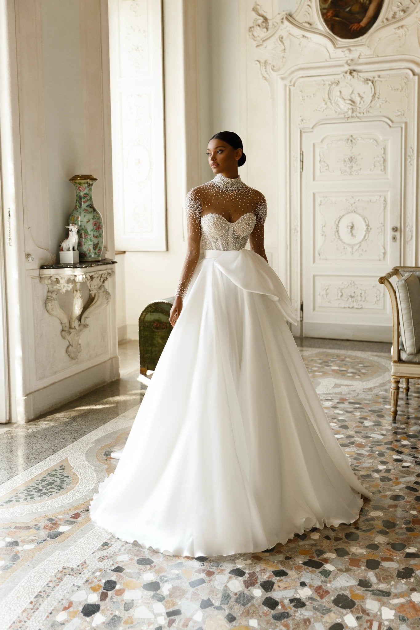 Mirella dramatic A - line wedding dress - violetta - bridal