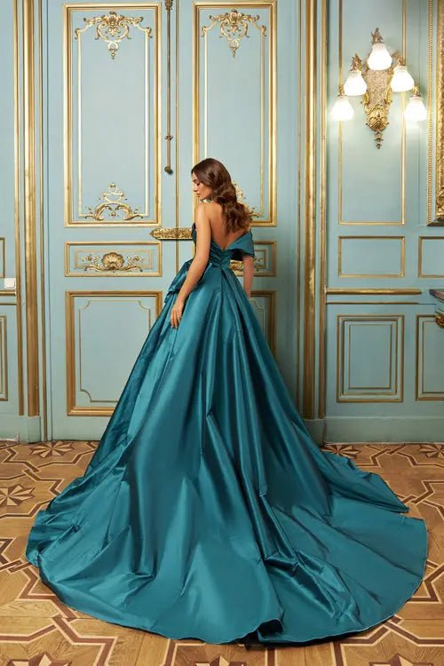Model Number 2303 teal satin ball gown - violetta - bridal