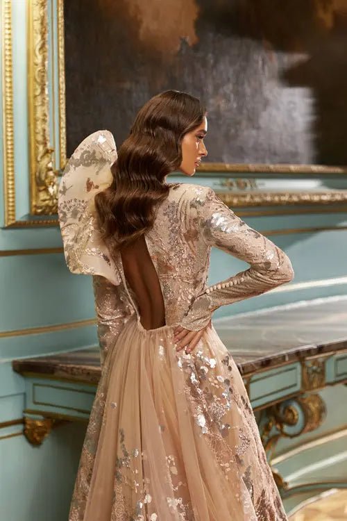 Model Number 2309 champagne evening gown - violetta - bridal