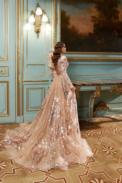 Model Number 2309 champagne evening gown - violetta - bridal