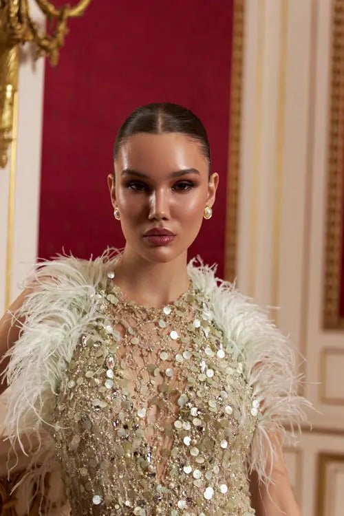 Model Number 2311 gold embellished evening gown - violetta - bridal