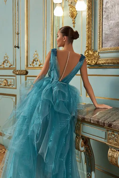 Model Number 2329 aqua blue tulle ball gown - violetta - bridal