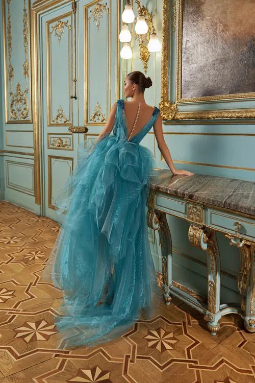 Model Number 2329 aqua blue tulle ball gown - violetta - bridal