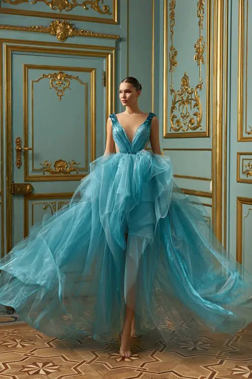 Model Number 2329 aqua blue tulle ball gown - violetta - bridal