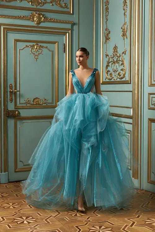 Model Number 2329 aqua blue tulle ball gown - violetta - bridal