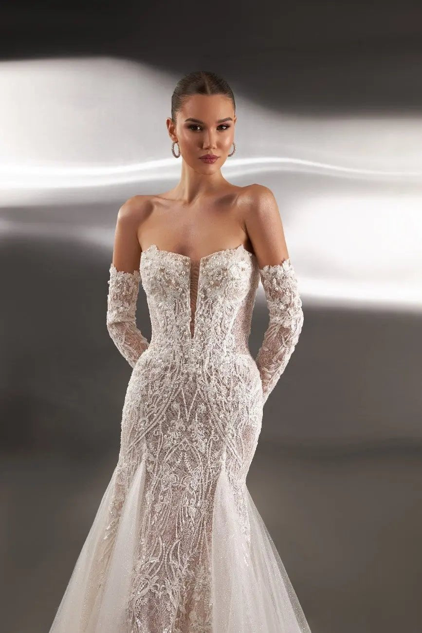 Ophelia fitted silhouette lace wedding dress - violetta - bridal