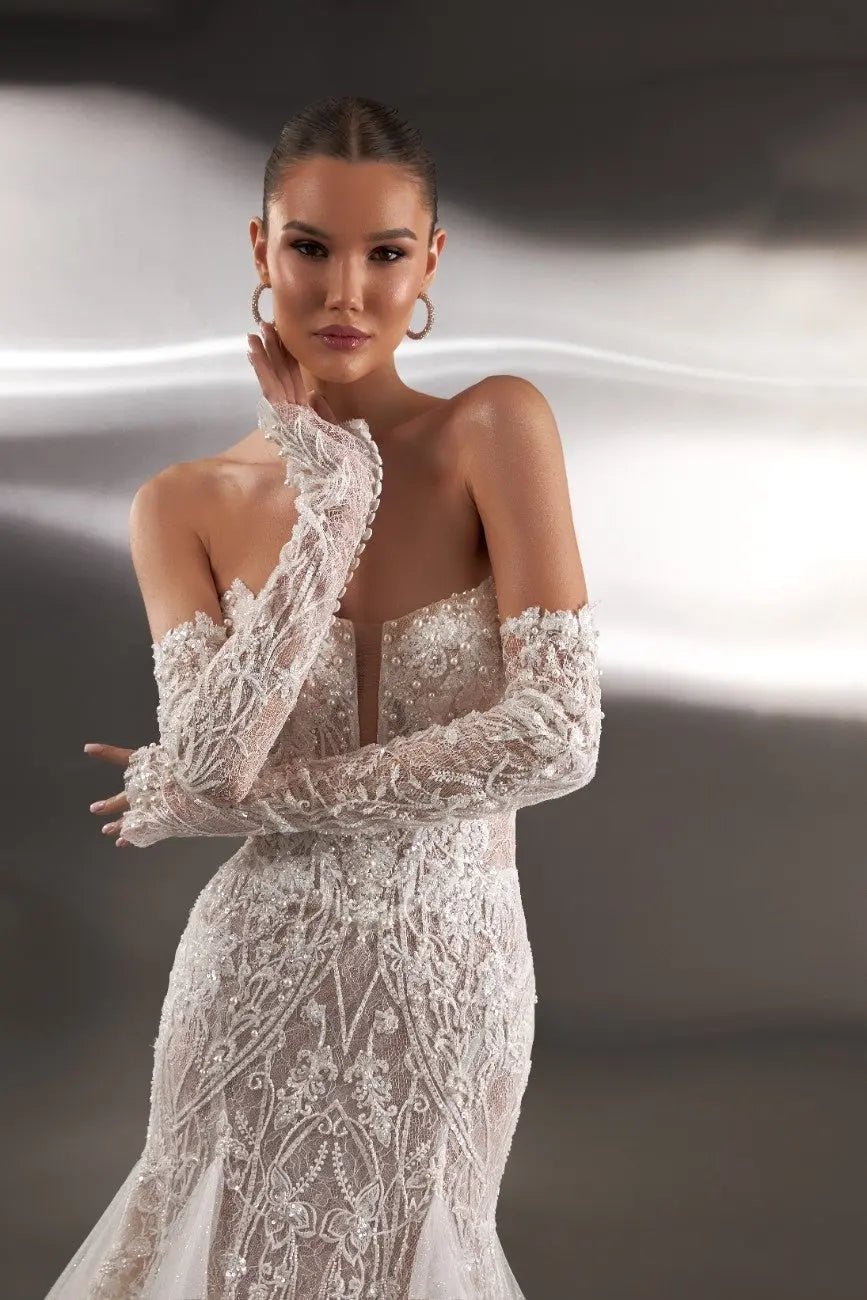 Ophelia fitted silhouette lace wedding dress - violetta - bridal