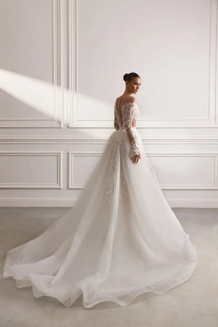 Paris wedding dress with detachable overskirt - violetta - bridal