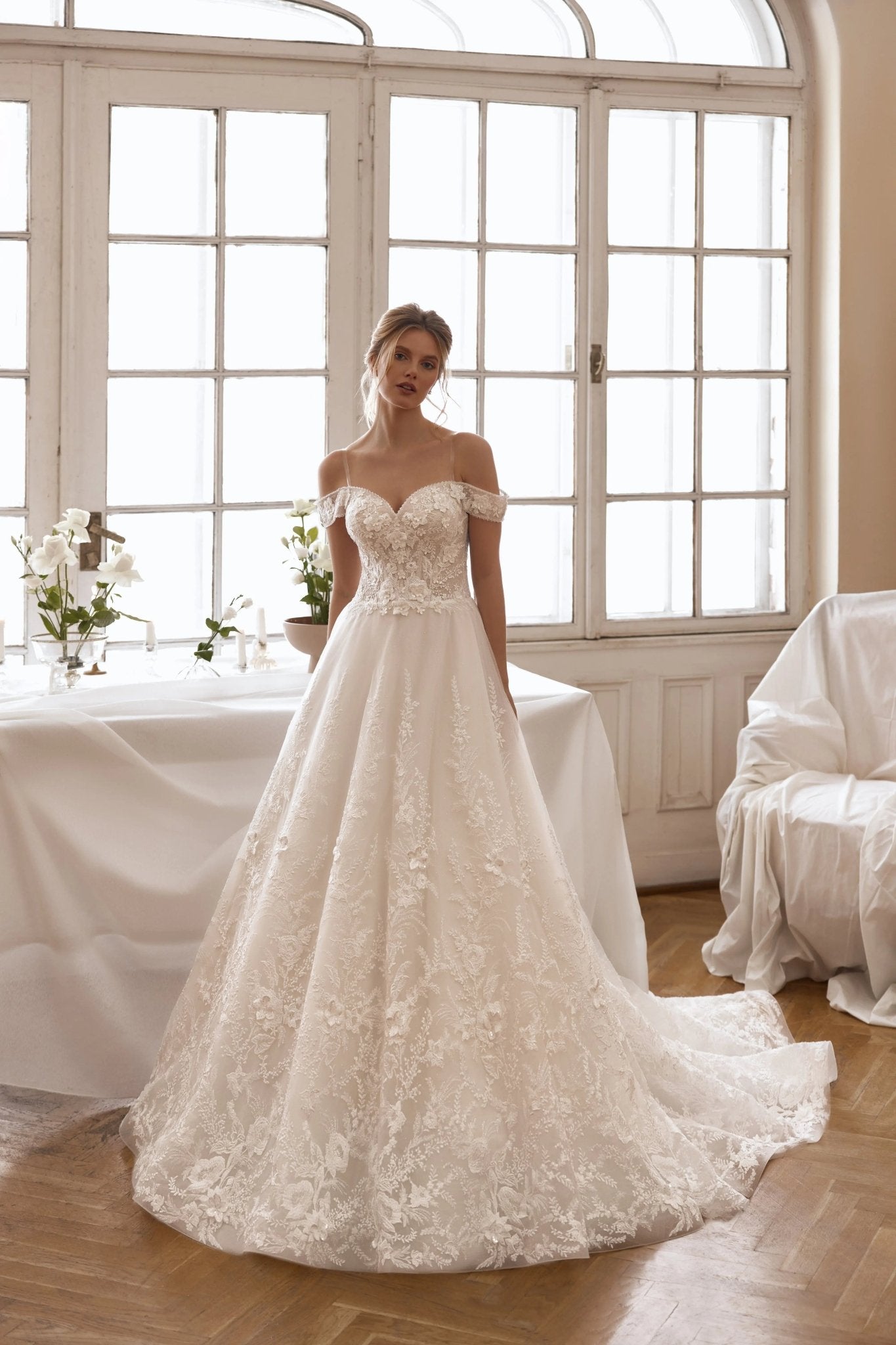 Penelope romantic A - line wedding dress - violetta - bridal