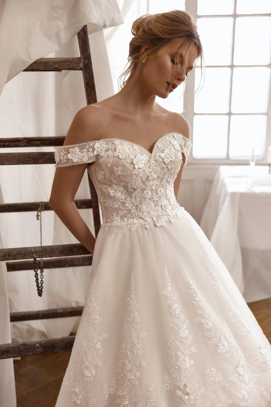 Penelope romantic A - line wedding dress - violetta - bridal