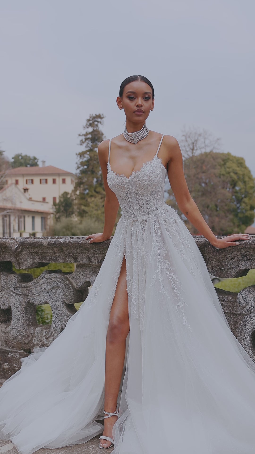Briana A-line bridal dress with slit on right