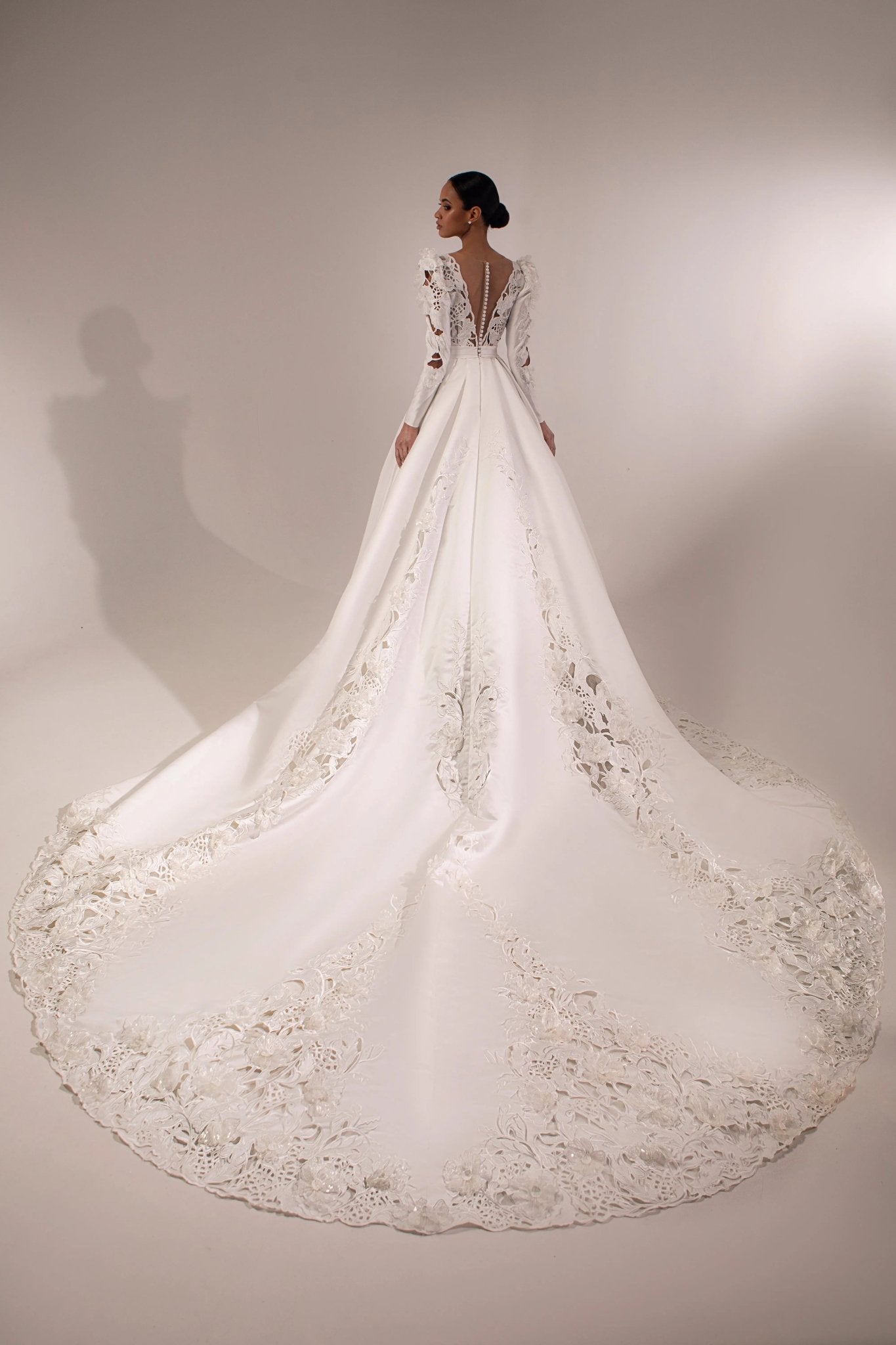 Rachel A - line dress with puff sleeves - violetta - bridal