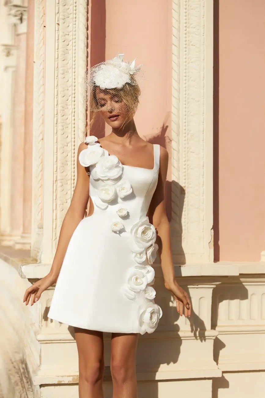 Rachel sheath mini dress with detachable overskirt - violetta - bridal