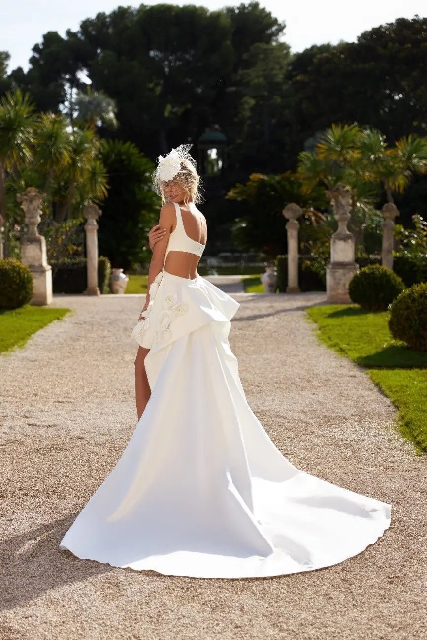 Rachel sheath mini dress with detachable overskirt - violetta - bridal