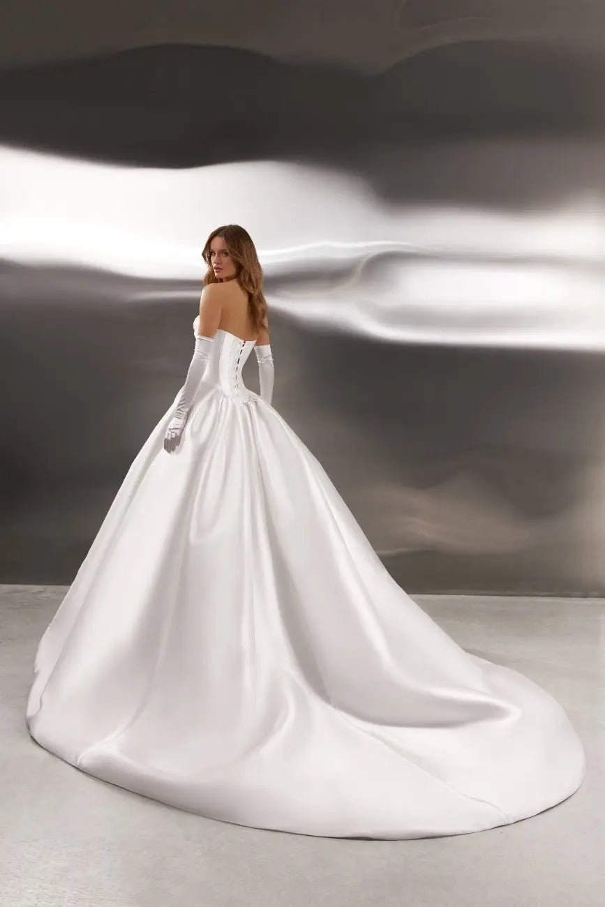 Rose A Line dress with open back - violetta - bridal