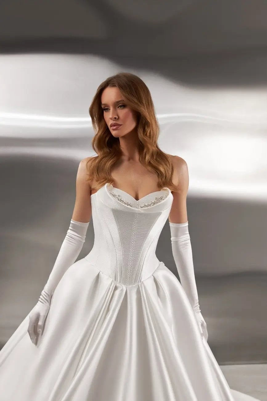 Rose A Line dress with open back - violetta - bridal