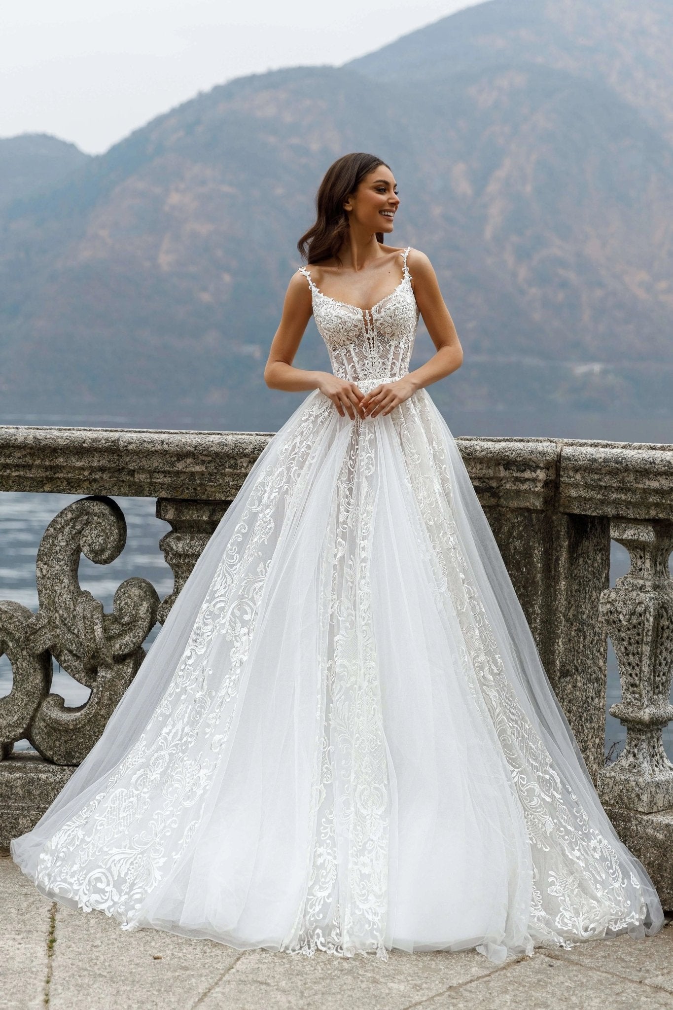 Ruby transparent corset A - line dress - violetta - bridal