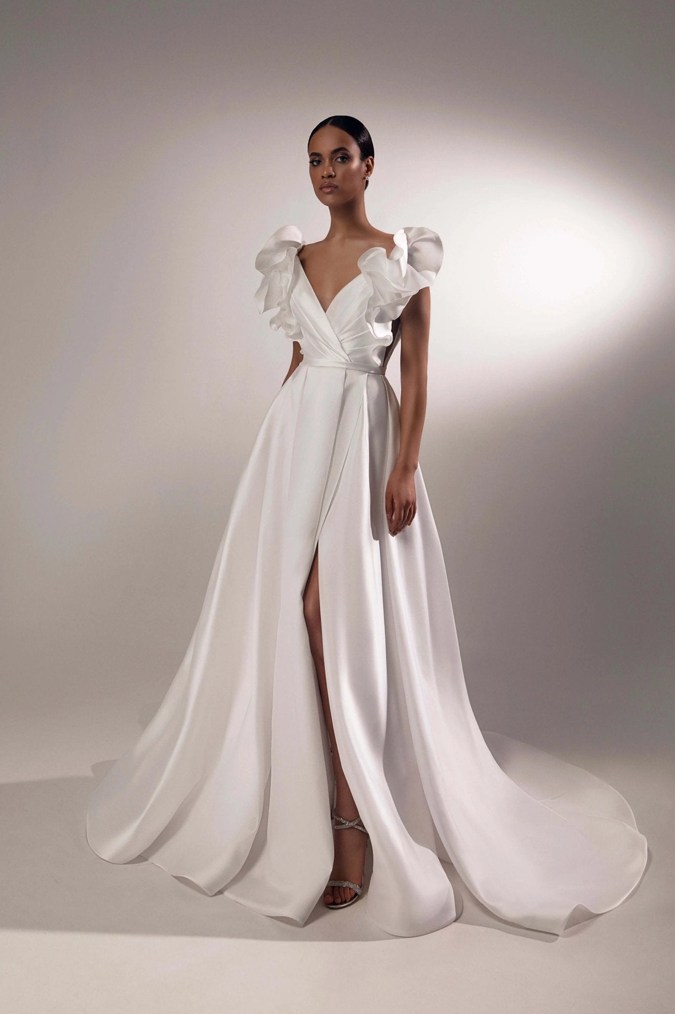 Scarlett elegant A - line dress with sleeves - violetta - bridal