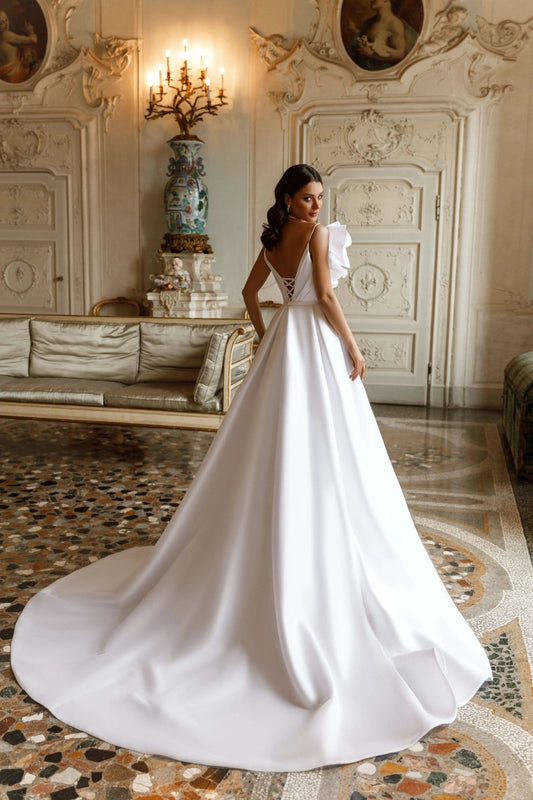 Scarlett elegant A - line dress with sleeves - violetta - bridal