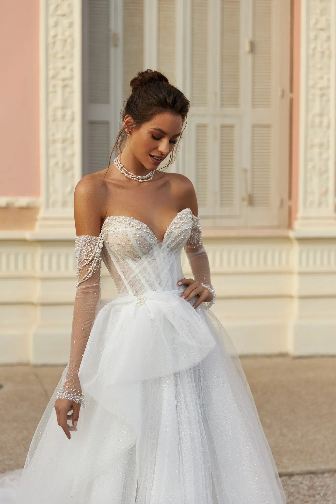 Skye a line bridal dress with embroidery - violetta - bridal