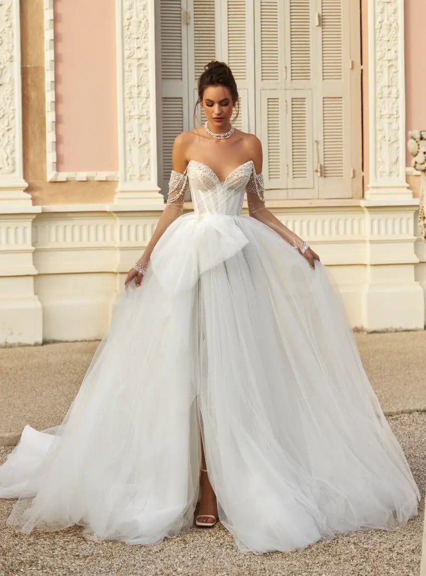 Skye a line bridal dress with embroidery - violetta - bridal