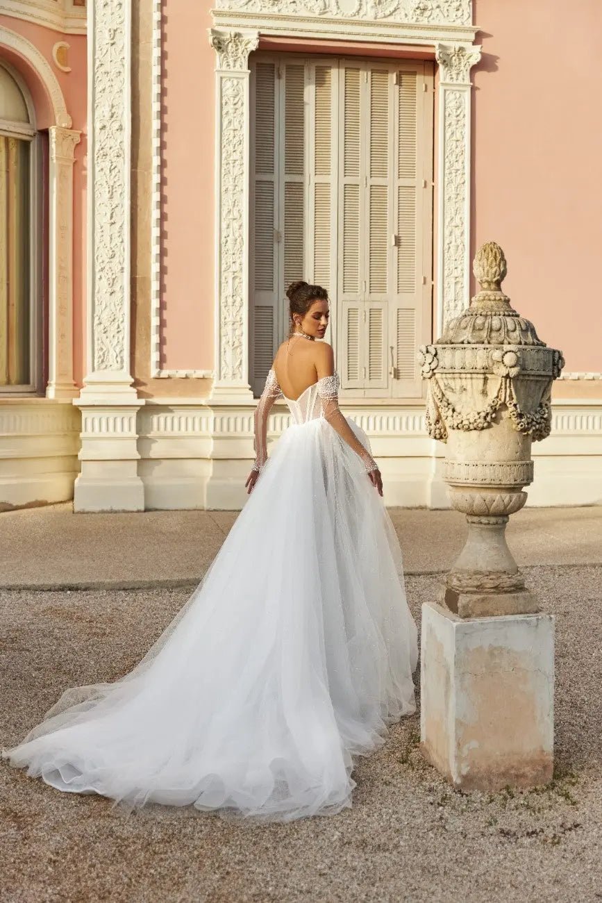 Skye A Line dress with lowered straps and a wrap skirt - violetta - bridal