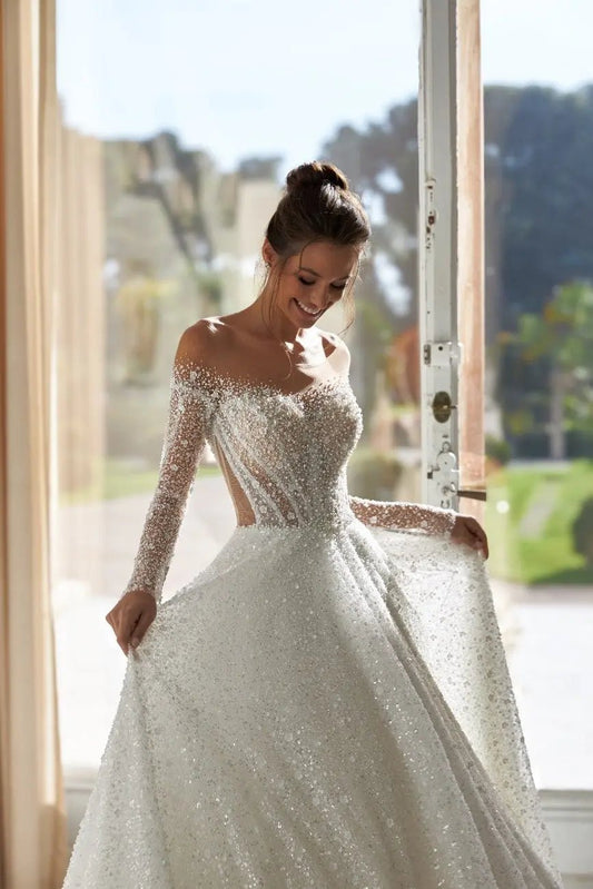 Sophie A Line wedding dress with embroidery - violetta - bridal