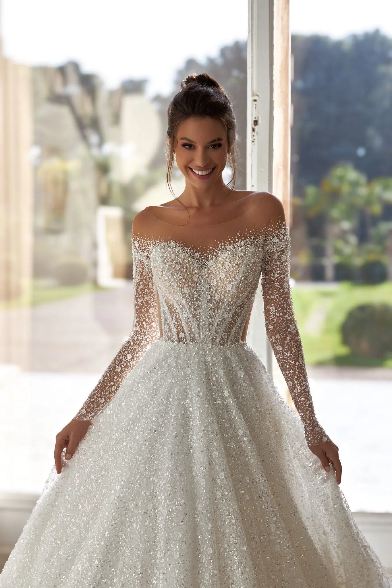 Sophie embroidered A Line bridal dress - violetta - bridal
