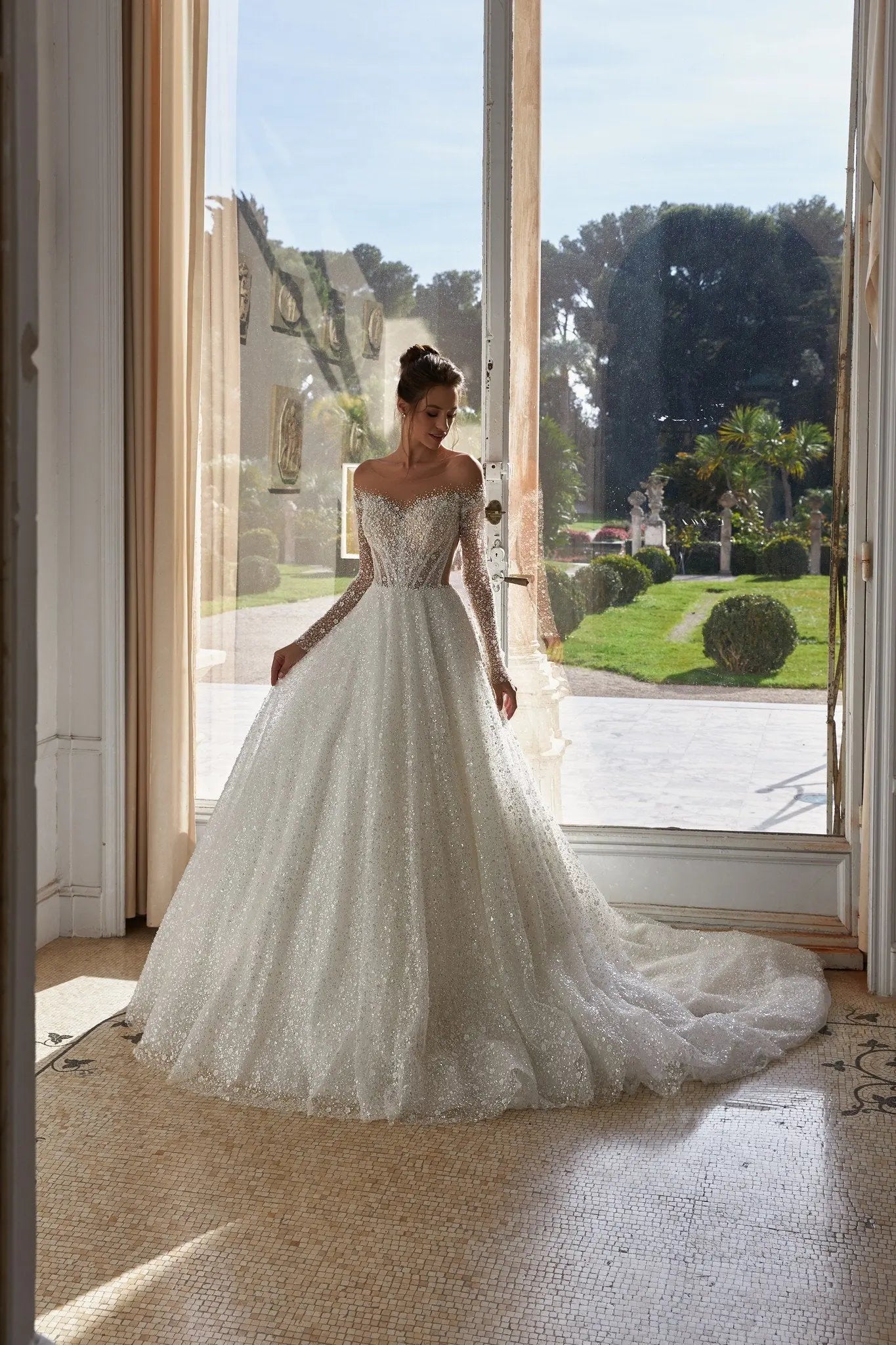Sophie embroidered A Line bridal dress - violetta - bridal