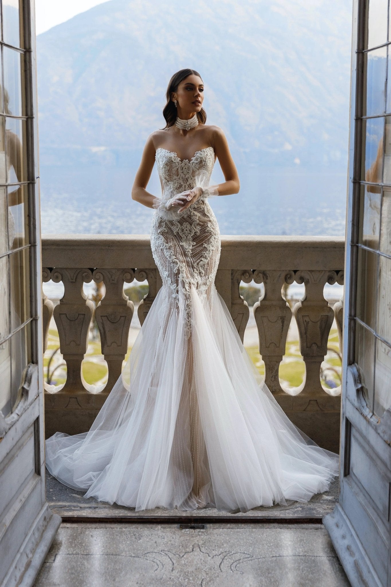 Theresa lace tulle fitted dress - violetta - bridal