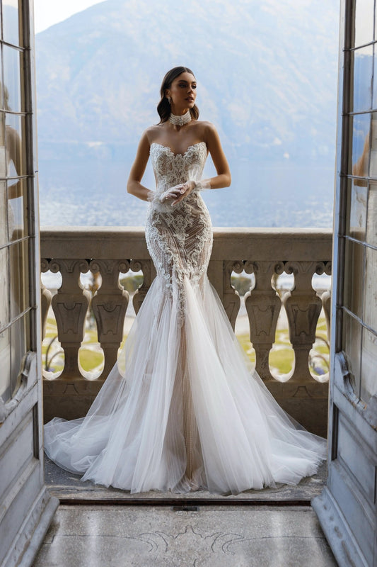 Theresa lace tulle fitted dress - violetta - bridal