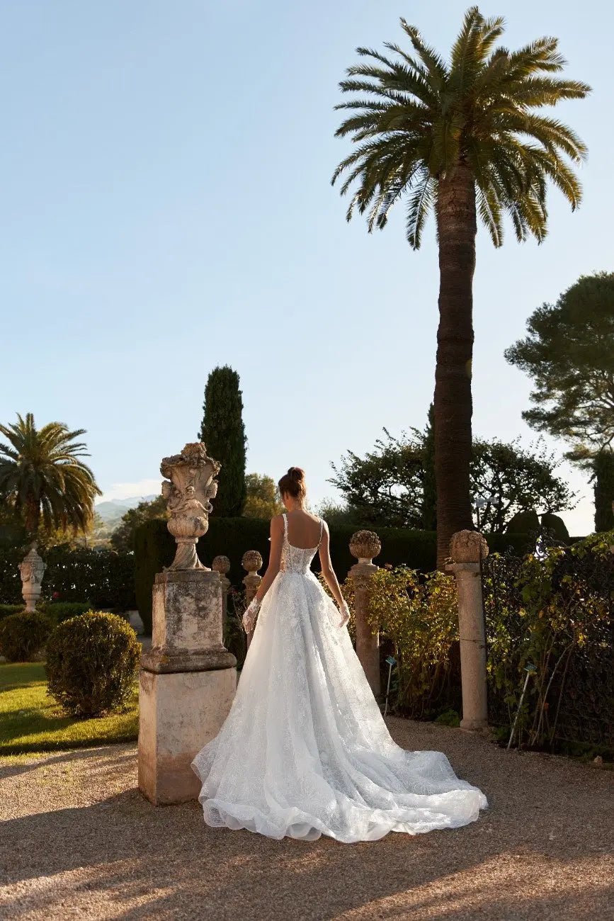 Veronica A line bridal dress with lace appliques - violetta - bridal