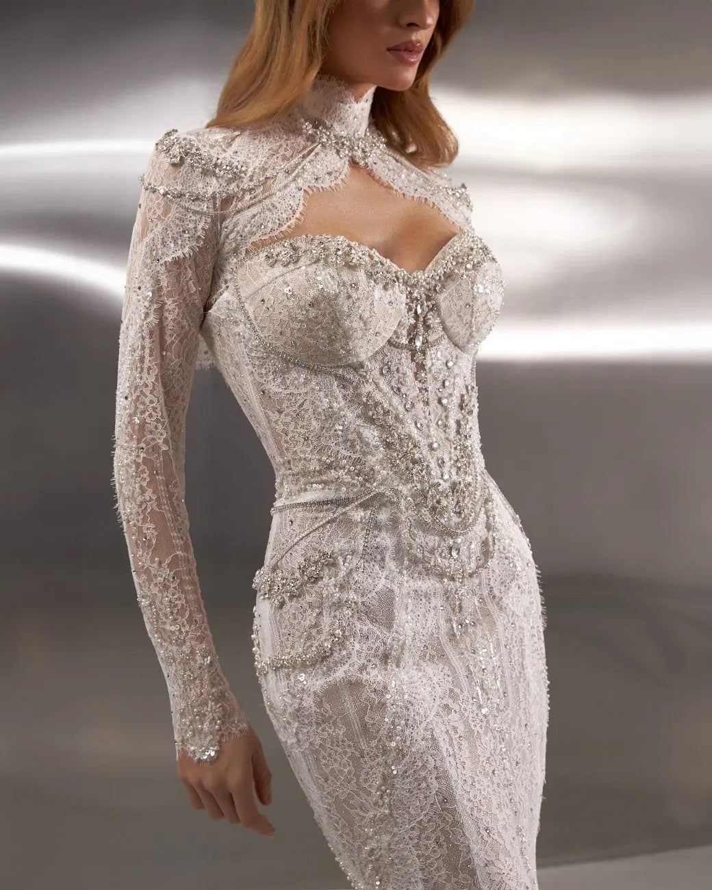 Viva fitted silhouette semi transparent wedding dress - violetta - bridal